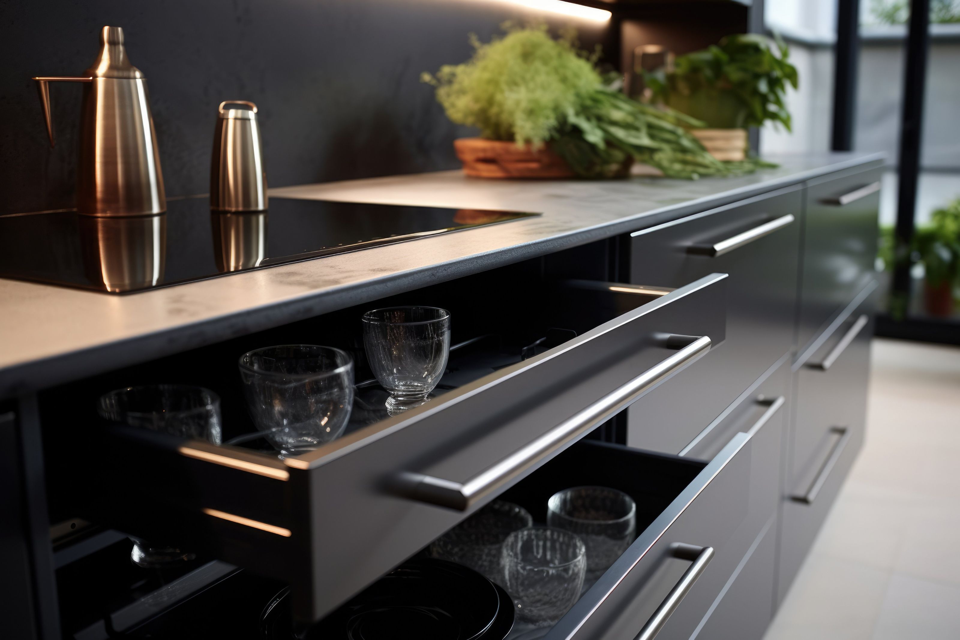 Drawers under a slimline hob