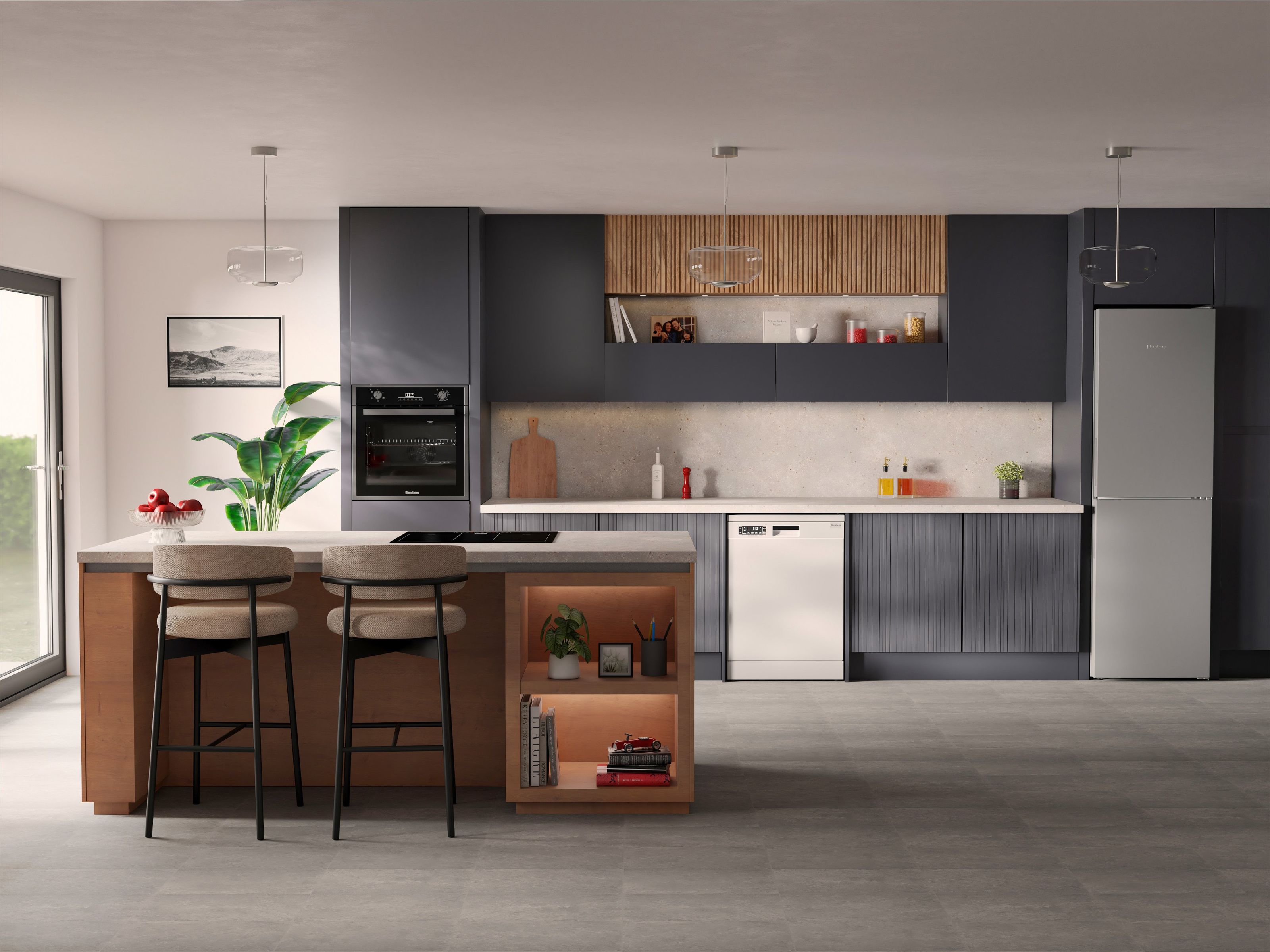 Kitchen with integrated appliances