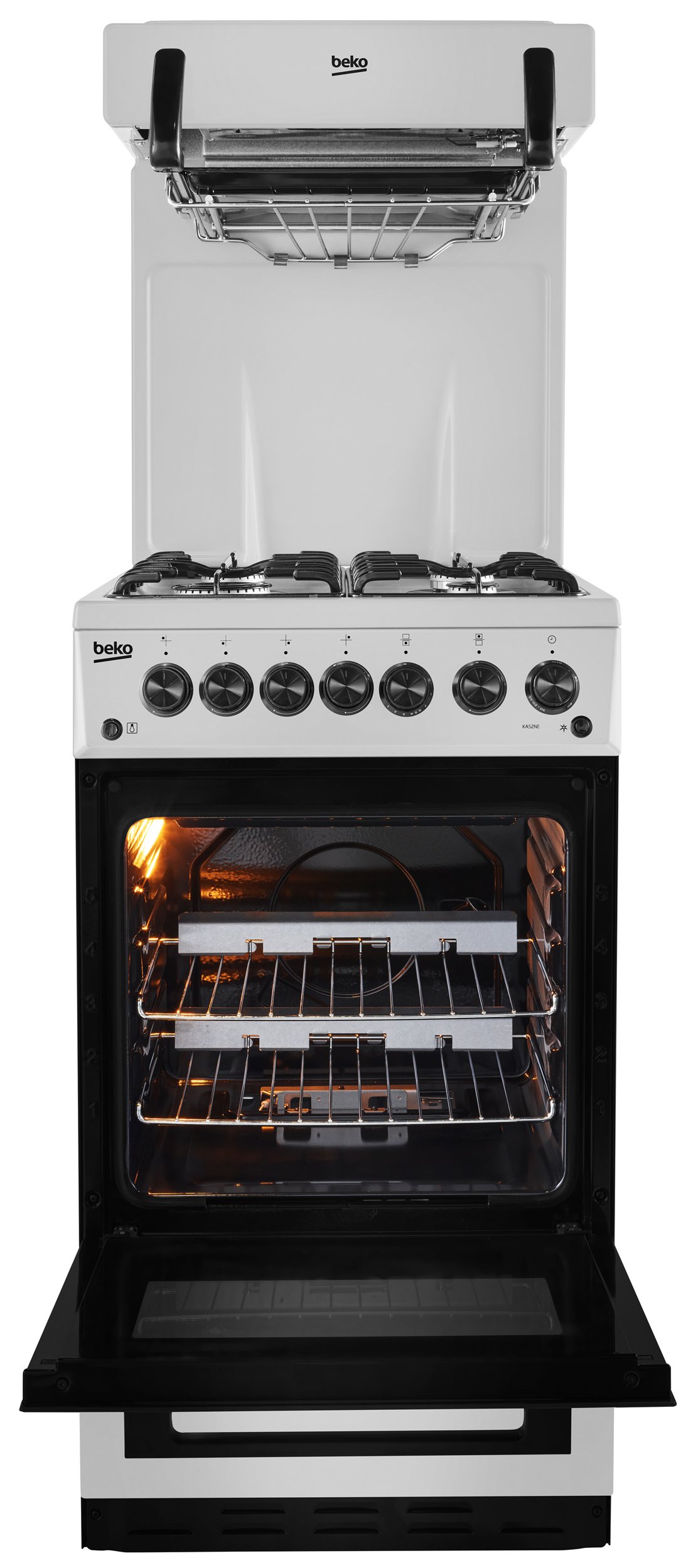 Cooker with eye level grill top