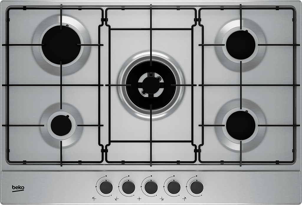 HIAW75224SX With auto-ignition, this 75cm Gas Hob with Front Knob Controls comes with five burners, including a double ring 5KW wok burner for stir fry cooking. While the built-in flame safety device offers additional peace of mind, automatically cutting off the gas supply if the flame goes out, the High-Efficiency™ gas burners allow your food to be cooked more efficiently, saving you both time and money.