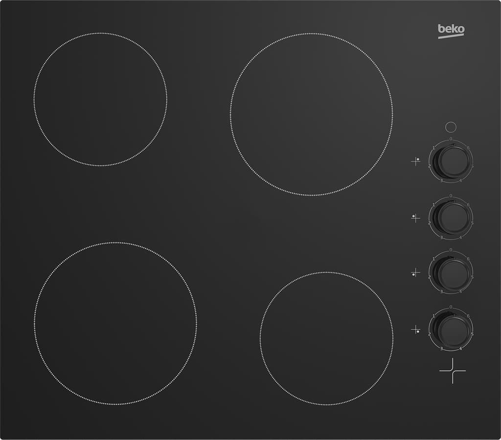 HIC64102 The sleek and smooth surface of this 60cm Ceramic Hob with Touch Controls is both easy to use and clean. Thanks to its 4 Rapidlite zone hobs and adjustable power levels, your food will quickly reach its highest temperature, saving you time and money. And, for added safety, the heat indicators will display a visible 'H' to warn you if the hob has not cooled down enough.