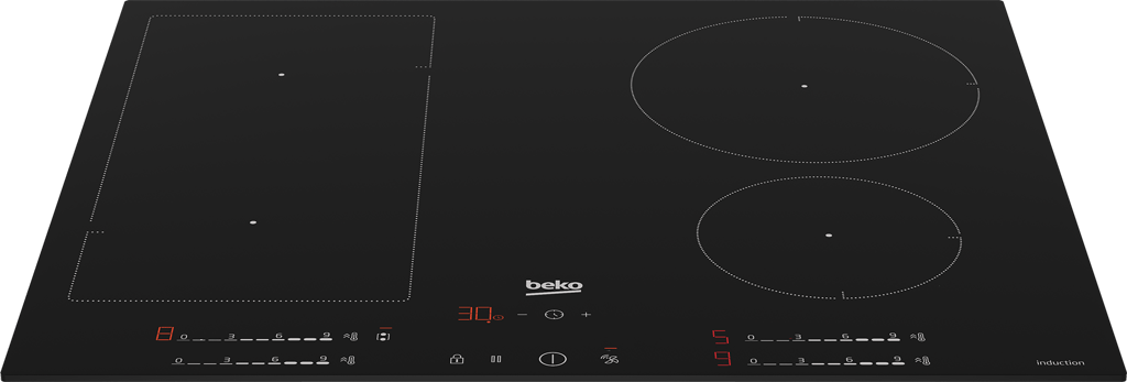 HIIP64530UFT Perfect for modern kitchens, this induction hob features nine adjustable power levels and has a booster function for fast cooking. Featuring induction hob technology, this model cleverly heats the pan instead of the hob, offering fast, energy-efficient cooking. To stop curious fingers from altering the hob's settings, this model features a child safety lock.  