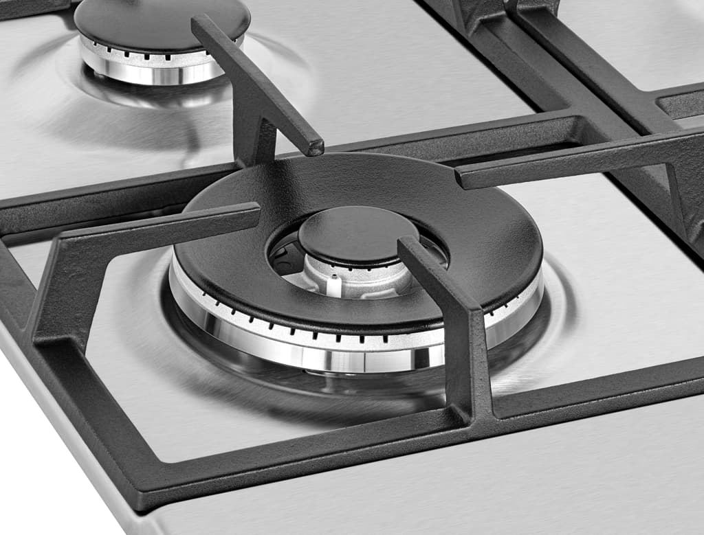 HIAW64225SX Equipped with auto-ignition, this 60cm Gas Hob with Front Knob Controls boasts four burners, including a powerful double ring 5KW wok burner for efficient stir-fry cooking. While the built-in flame safety device offers peace of mind, automatically cutting off the gas supply if the flame extinguishes, the High-Efficiency™ gas burners ensure your food is cooked more efficiently, saving you both time and money.