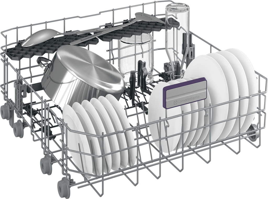 BDIN38650C Designed for optimal performance, this advanced Integrated Full Size Dishwasher effortlessly meets your daily cleaning needs. While our innovative DeepWash technology uses targeted jets to effectively clean deep inside your cookware, ensuring thorough cleanliness, our CornerIntense™ technology uses a specially designed spray arm to circulate water and detergent into every corner of the machine, leaving no area untouched and delivering sparkling dishes every time.