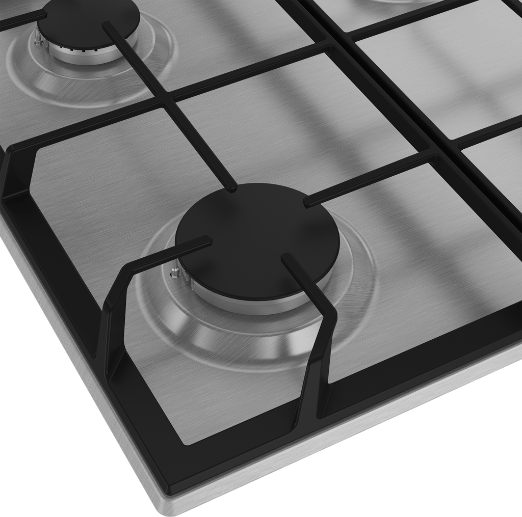 HIBG64125SX Equipped with auto-ignition, this 60cm Gas Hob with Side Knob Controls boasts four burners in three different sizes, providing optimal cooking flexibility. To ensure your safety, the hob includes a built-in flame safety device that automatically shuts off the gas supply if the flame extinguishes. You'll also benefit from High-Efficiency™ gas burners that contribute to efficient cooking, saving you both time and money.