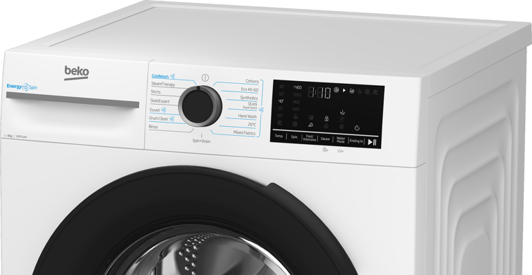 BM3WT4941IW Tackle your laundry with ease using this 9kg 1400rpm washing machine. Featuring Beko’s EnergySpin technology, this machine accelerates detergent dissolution with less heat, cutting energy consumption by up to 35% on everyday wash programmes. Rated A for energy efficiency, this model includes Beko’s IronFast and SteamCure technologies to reduce wrinkles in your clothes. Plus, the SteamTherapy programme refreshes garments in 17 minutes, without the need for a full wash cycle. 