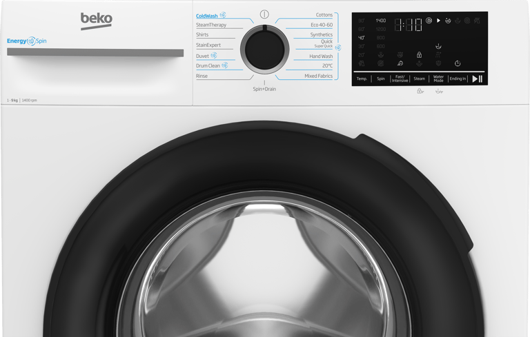 BM3WT4941IW Tackle your laundry with ease using this 9kg 1400rpm washing machine. Featuring Beko’s EnergySpin technology, this machine accelerates detergent dissolution with less heat, cutting energy consumption by up to 35% on everyday wash programmes. Rated A for energy efficiency, this model includes Beko’s IronFast and SteamCure technologies to reduce wrinkles in your clothes. Plus, the SteamTherapy programme refreshes garments in 17 minutes, without the need for a full wash cycle. 