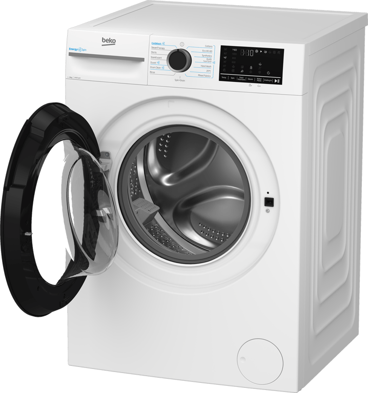 BM3WT4941IW Tackle your laundry with ease using this 9kg 1400rpm washing machine. Featuring Beko’s EnergySpin technology, this machine accelerates detergent dissolution with less heat, cutting energy consumption by up to 35% on everyday wash programmes. Rated A for energy efficiency, this model includes Beko’s IronFast and SteamCure technologies to reduce wrinkles in your clothes. Plus, the SteamTherapy programme refreshes garments in 17 minutes, without the need for a full wash cycle. 