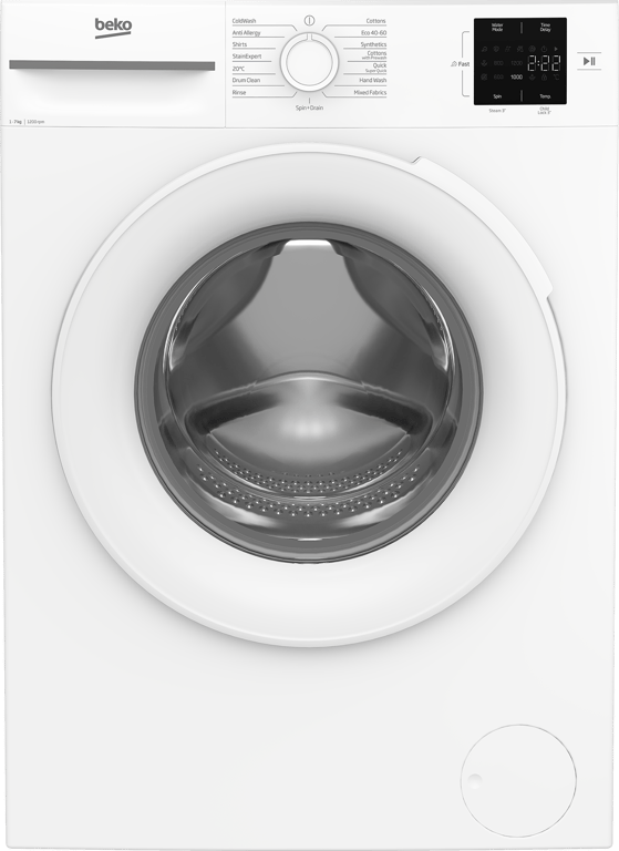 BM1WT3721W This 7kg 1200rpm washing machine makes everyday laundry effortless. The SteamCure programme optimises wash cycles to reduce wrinkles, while the Quick Programme cleans a full load in just 28 minutes. On busy days, Fast+ technology cuts wash times by up to 55%. And with AddXtra, you can pause mid-cycle to safely add any forgotten items, giving you complete control and convenience.