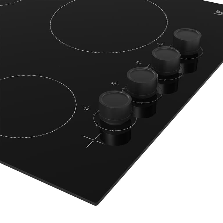 HIC64102 The sleek and smooth surface of this 60cm Ceramic Hob with Touch Controls is both easy to use and clean. Thanks to its 4 Rapidlite zone hobs and adjustable power levels, your food will quickly reach its highest temperature, saving you time and money. And, for added safety, the heat indicators will display a visible 'H' to warn you if the hob has not cooled down enough.