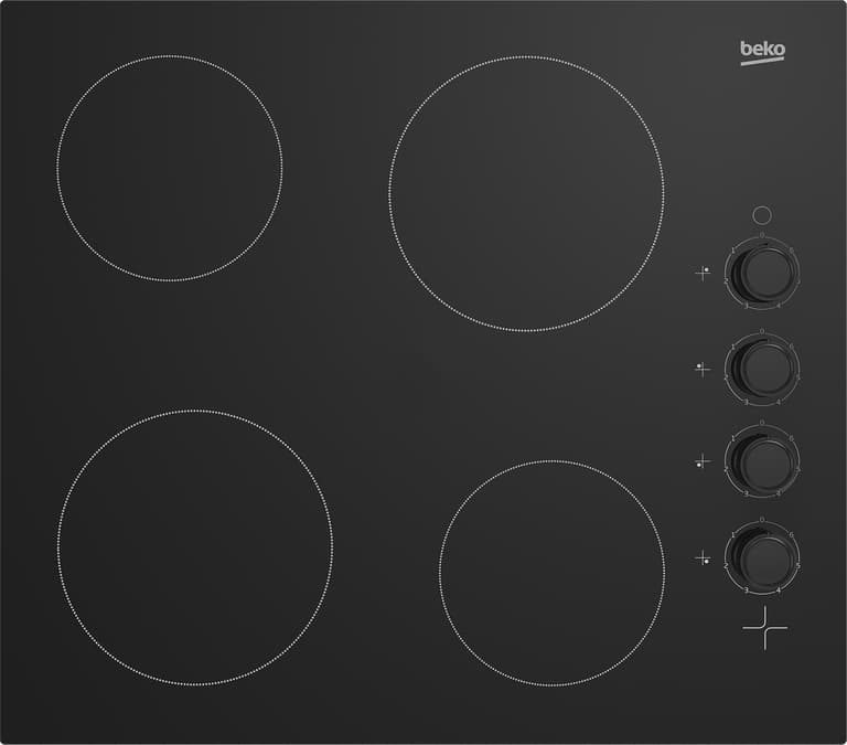 HIC64102 The sleek and smooth surface of this 60cm Ceramic Hob with Touch Controls is both easy to use and clean. Thanks to its 4 Rapidlite zone hobs and adjustable power levels, your food will quickly reach its highest temperature, saving you time and money. And, for added safety, the heat indicators will display a visible 'H' to warn you if the hob has not cooled down enough.