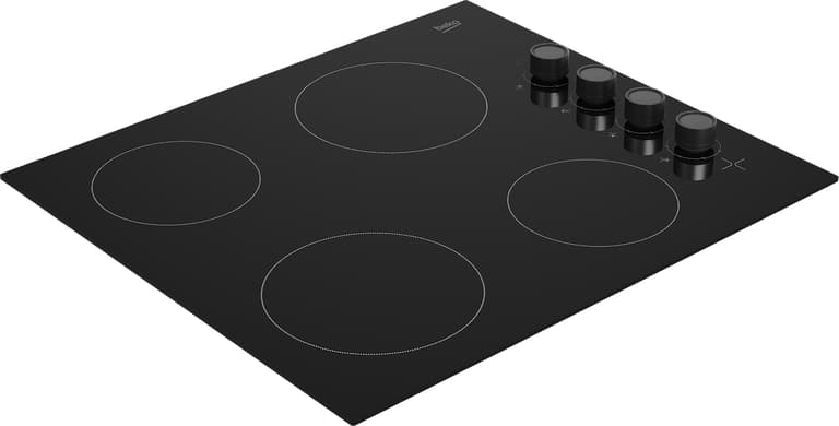 HIC64102 The sleek and smooth surface of this 60cm Ceramic Hob with Touch Controls is both easy to use and clean. Thanks to its 4 Rapidlite zone hobs and adjustable power levels, your food will quickly reach its highest temperature, saving you time and money. And, for added safety, the heat indicators will display a visible 'H' to warn you if the hob has not cooled down enough.